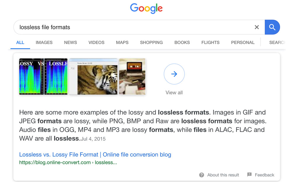 Lossless file formats Google Search