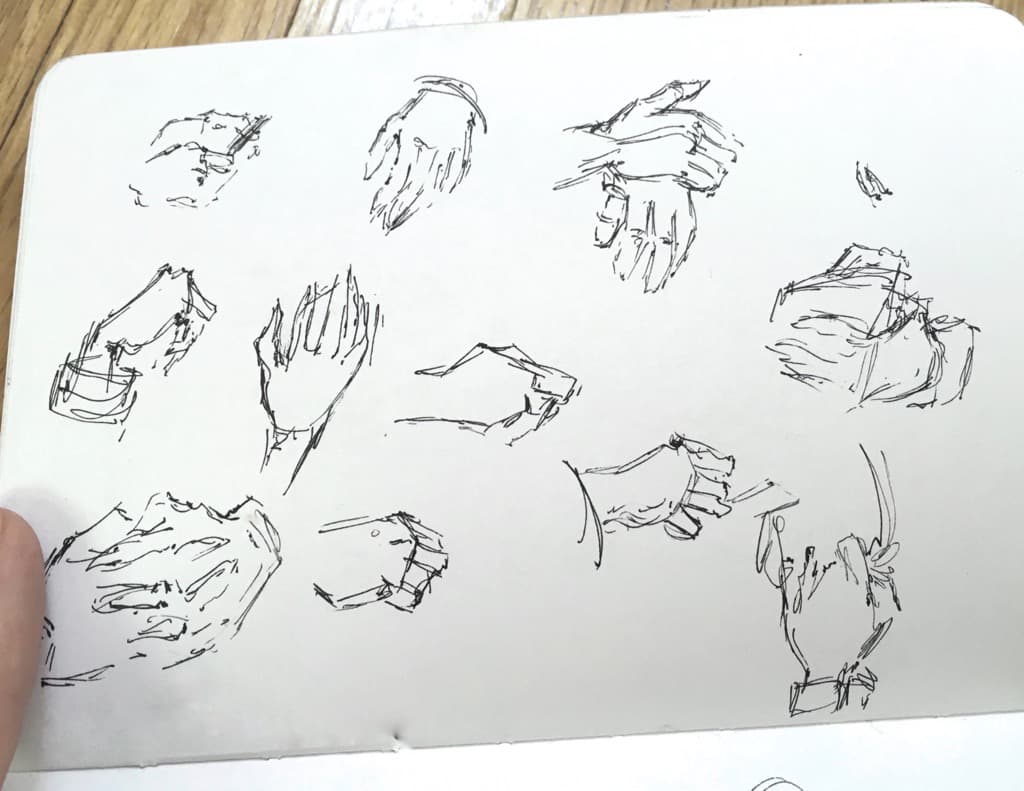 Mili Fay’s sketches of hands.
